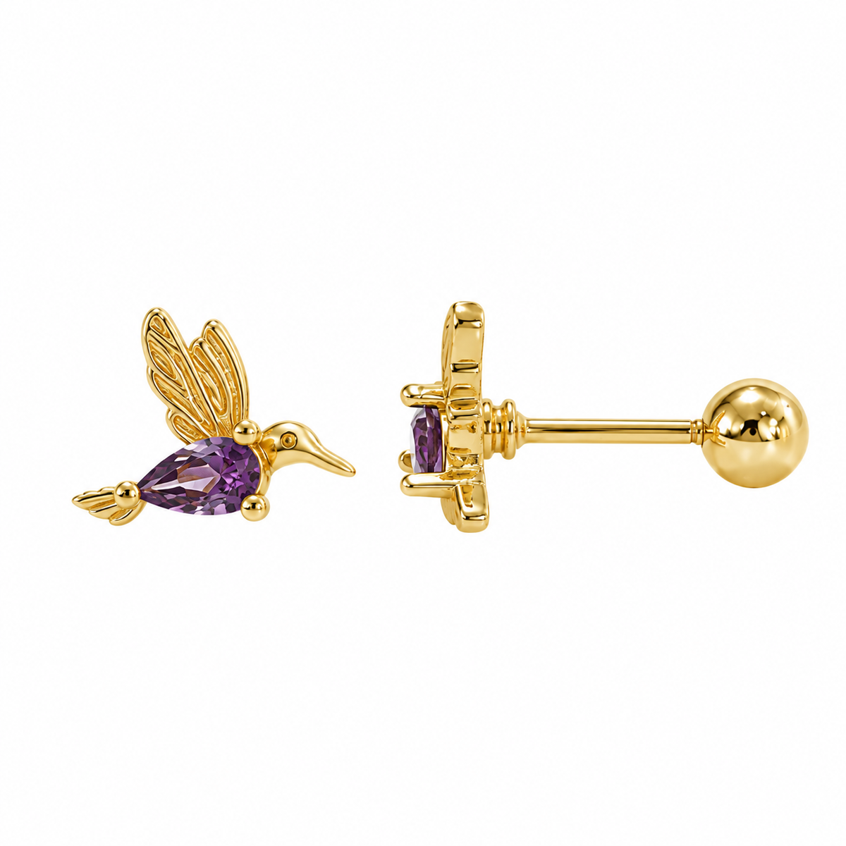 BROQUEL ORO LAMINADO COLIBRI MORADO