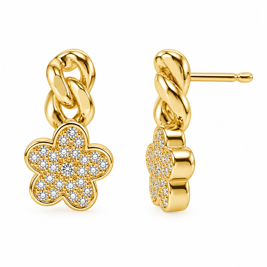 ARETE ORO LAMINADO FLOR COLGANTE