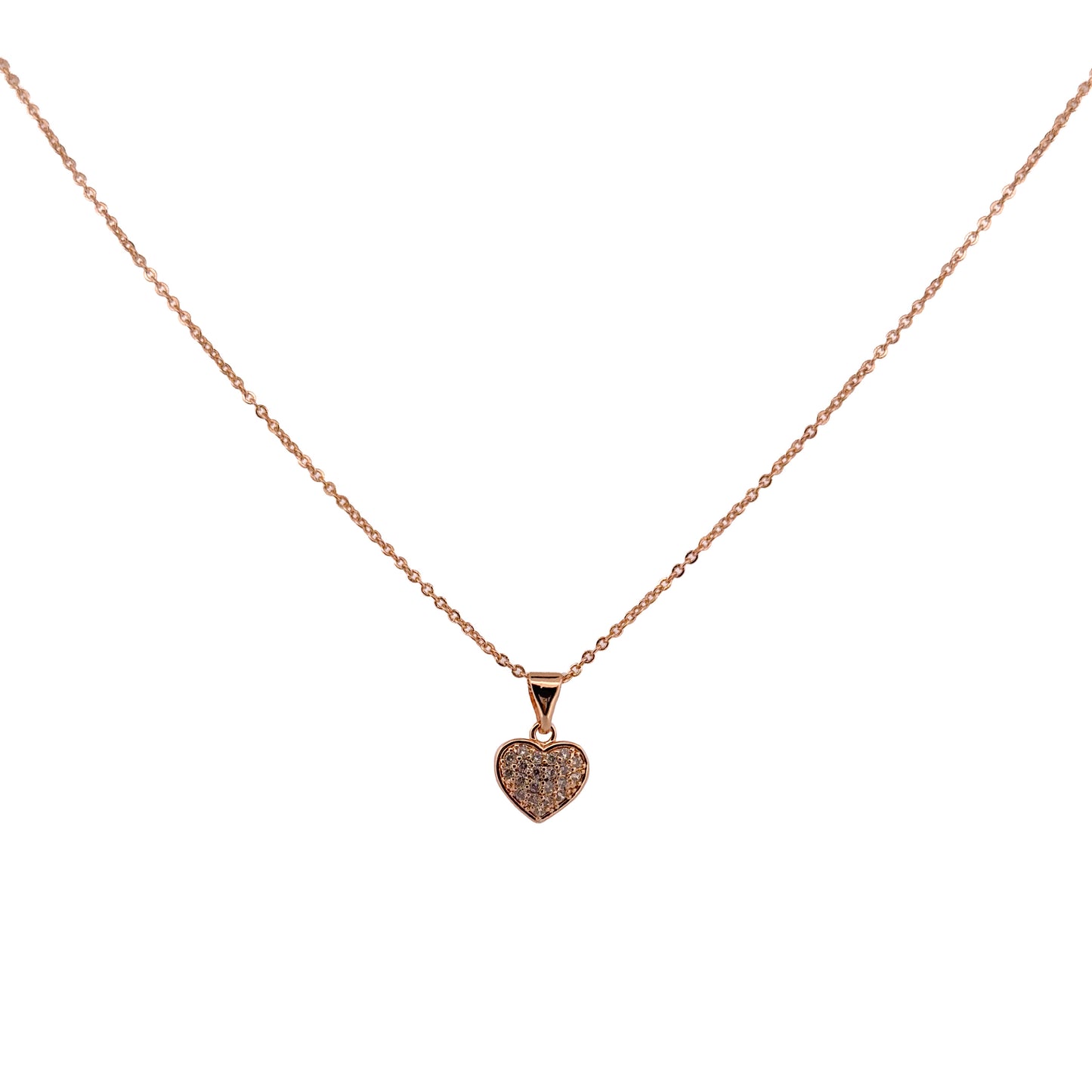 JUEGO ORO LAMINADO 18K CORAZON CON PIEDRAS BLANCAS
