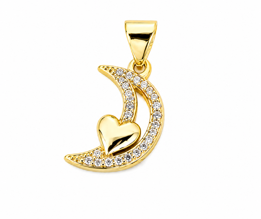 DIJE ORO LAMINADO LUNA CON CORAZON