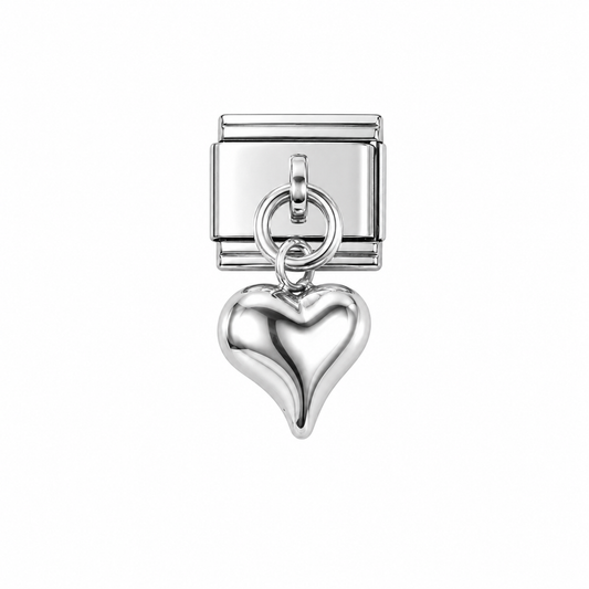 CHARM ACERO INOXIDABLE CORAZON INFLADO EN PLATEADO