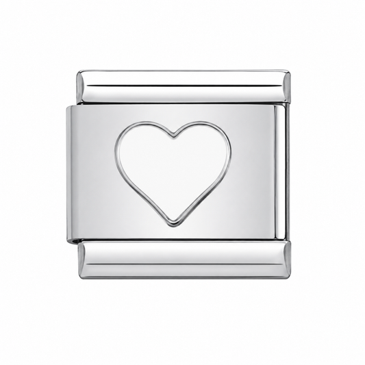 CHARM ACERO INOXIDABLE CORAZON BLANCO