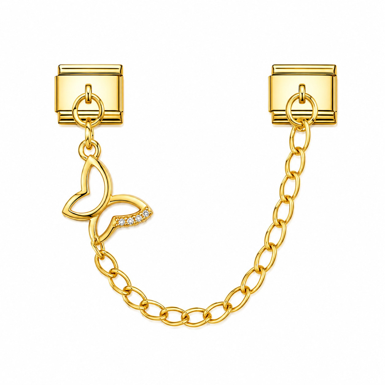 CHARM ACERO INOXIDABLE CADENA CON MARIPOSA EN DORADO