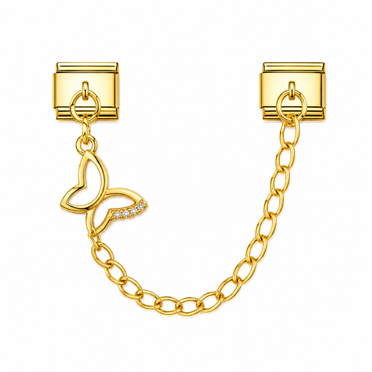 CHARM ACERO INOXIDABLE CADENA CON MARIPOSA EN DORADO