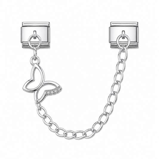 CHARM ACERO INOXIDABLE CADENA CON MARIPOSA EN PLATEADO