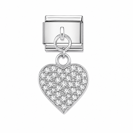 CHARM ACERO INOXIDABLE CORAZON CON PIEDRAS