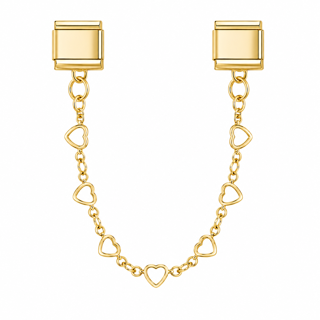 CHARM ACERO INOXIDABLE CADENA CON CONTORNO DE CORAZONES EN DORADO