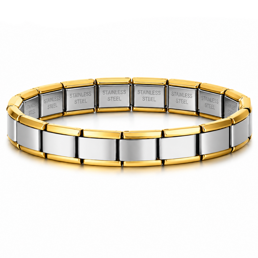 PULSO ITALIANO ACERO INOXIDABLE DORADO CON PLATEADO