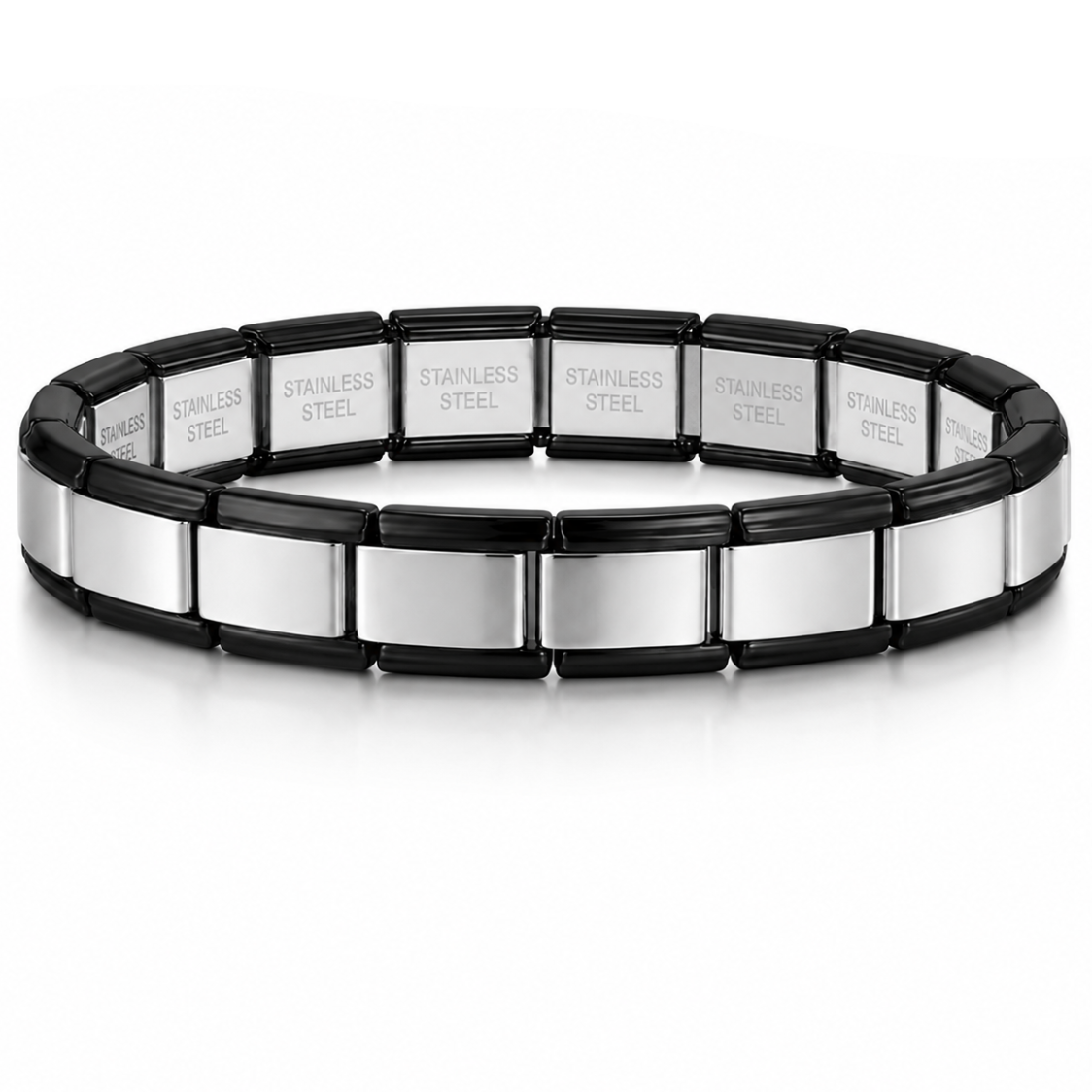 PULSO ITALIANO ACERO INOXIDABLE NEGRO CON PLATEADO