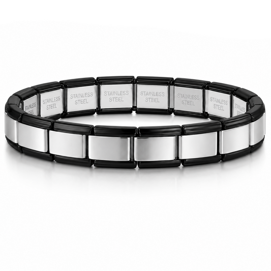 PULSO ITALIANO ACERO INOXIDABLE NEGRO CON PLATEADO