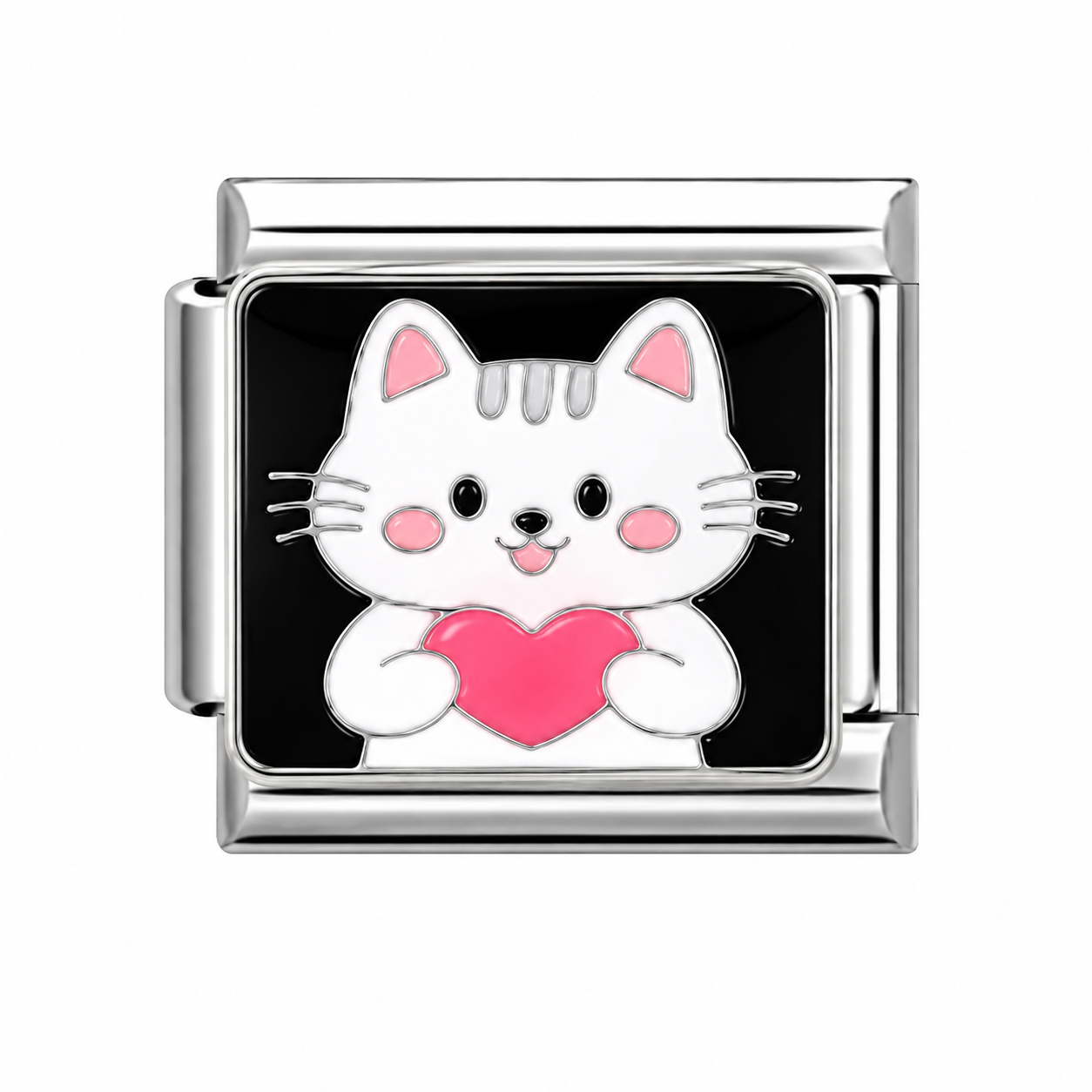 CHARM ACERO INOXIDABLE GATITO ABRAZANDO CORAZON