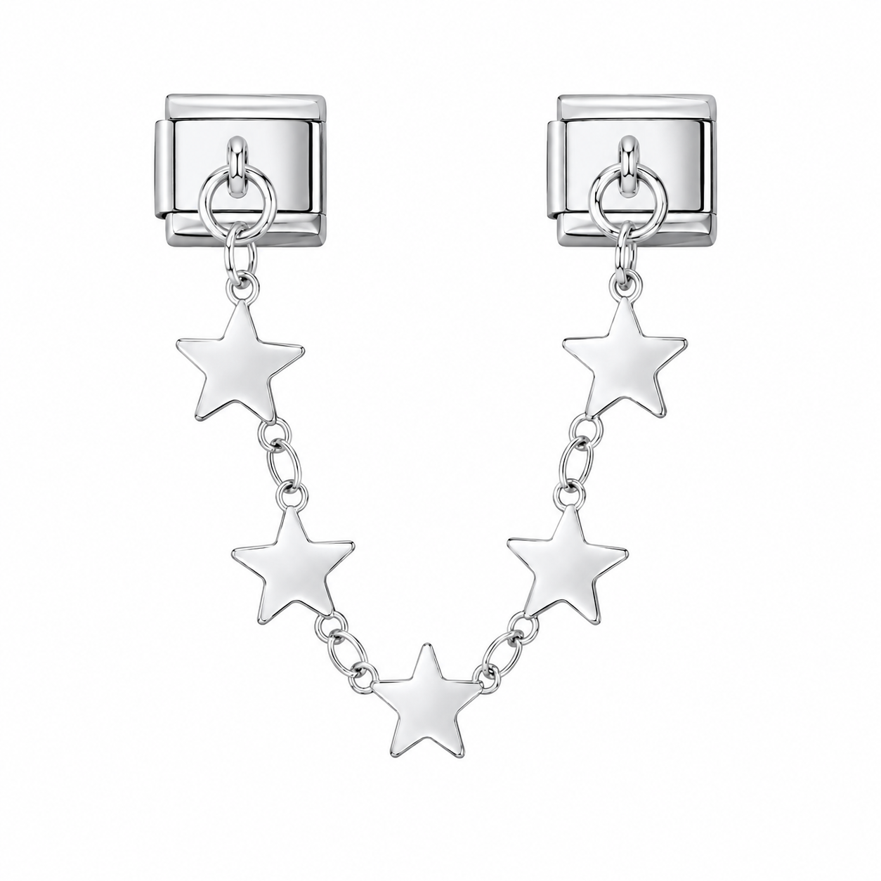 CHARM ACERO INOXIDABLE CADENA ESTRELLAS EN PLATEADO