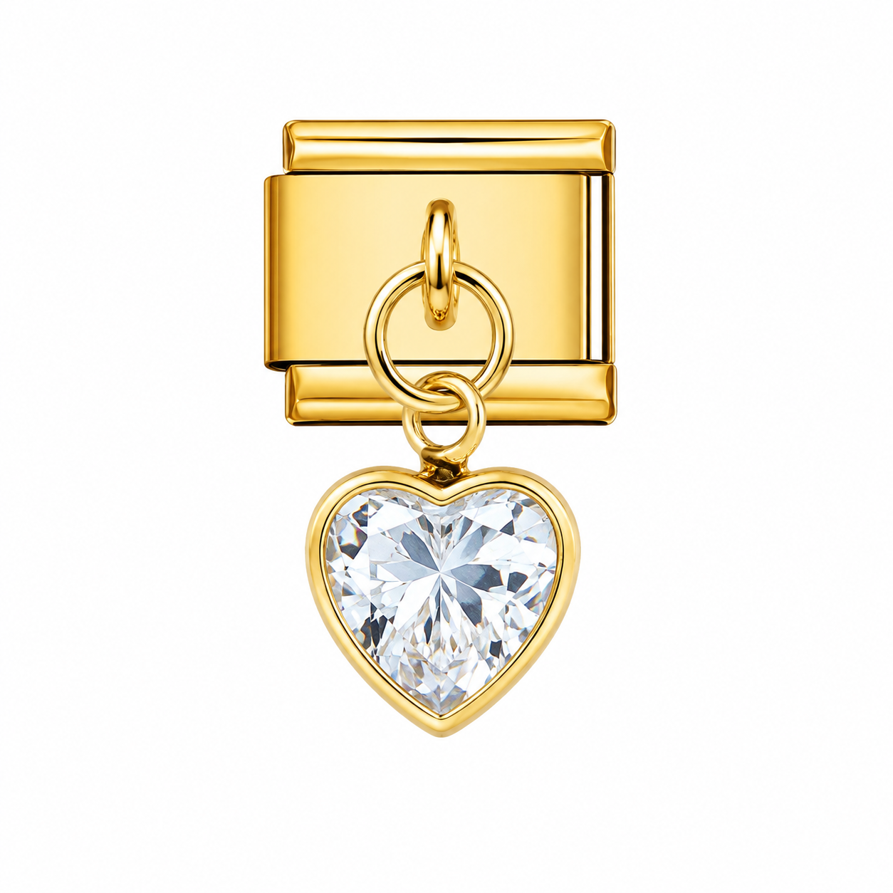 CHARM ACERO INOXIDABLE CORAZON BLANCO COLGANTE