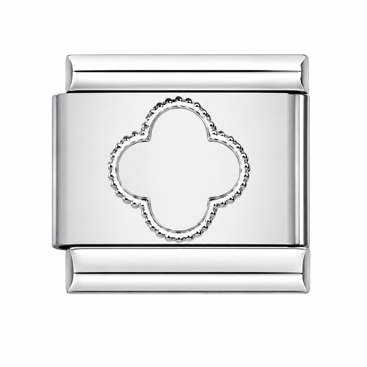 CHARM ACERO INOXIDABLE TREBOL PLATEADO