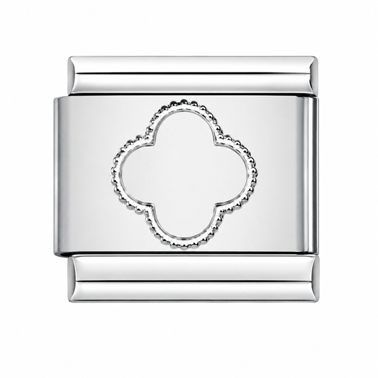 CHARM ACERO INOXIDABLE TREBOL PLATEADO