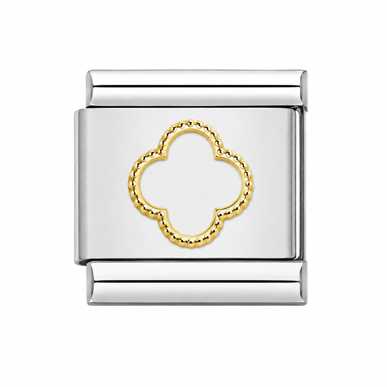 CHARM ACERO INOXIDABLE TREBOL CONTORNO DORADO