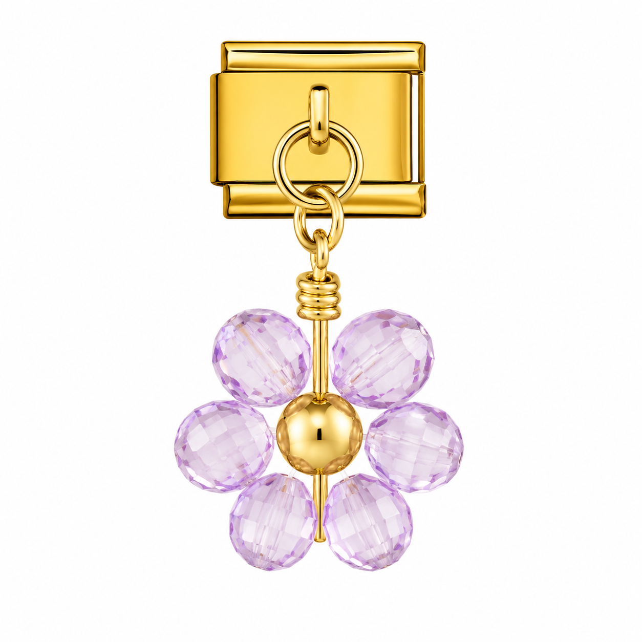 CHARM ACERO INOXIDABLE FLOR MORADA