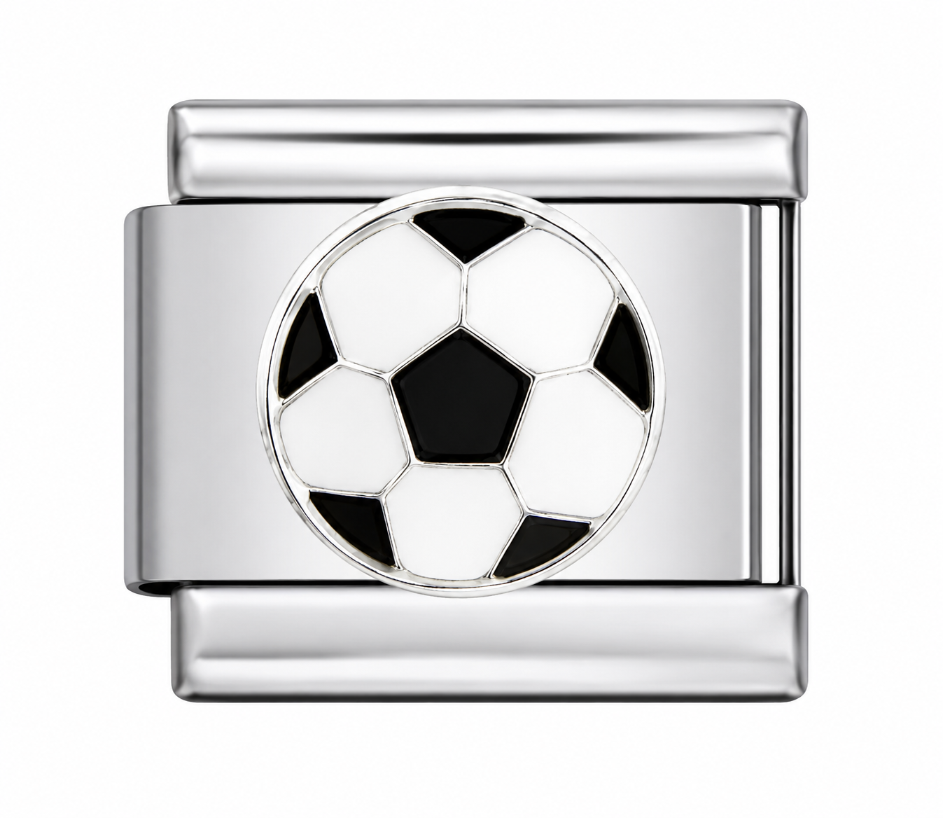 CHARM ACERO INOXIDABLE BALON DE FUTBOL EN PLATEADO