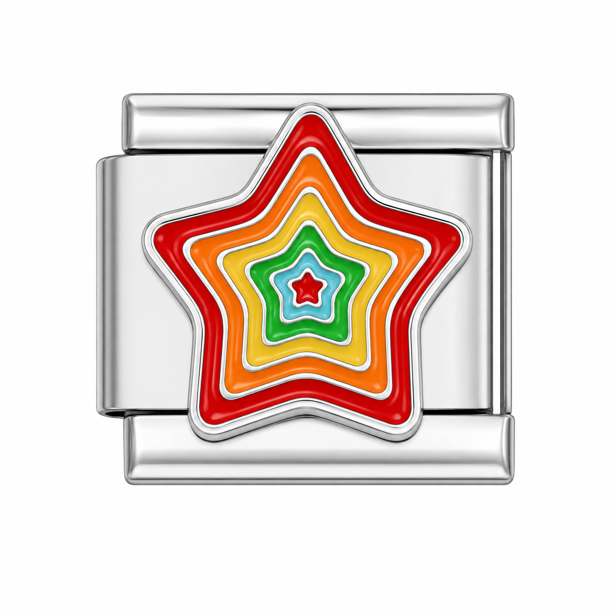 CHARM ACERO INOXIDABLE ESTRELLAS EN PLATEADO