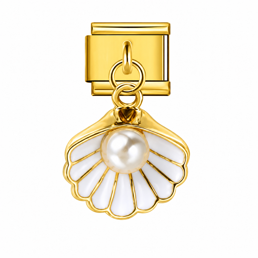 CHARM ACERO INOXIDABLE CONCHA DE MAR CON PERLA