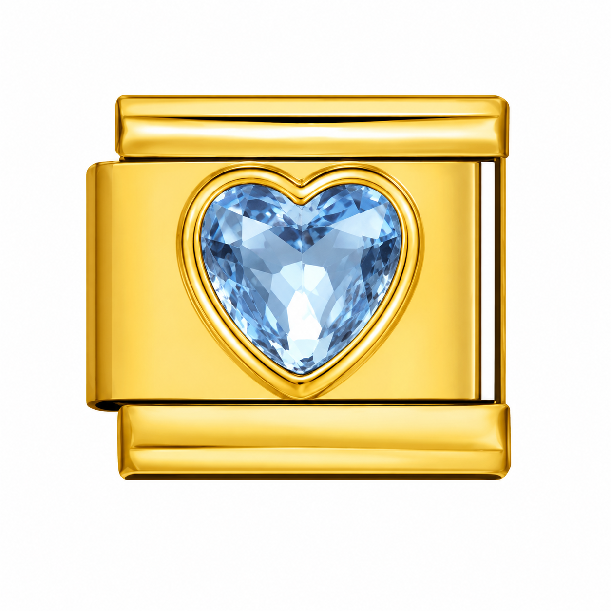 CHARM ACERO INOXIDABLE CORAZON PIEDRA CELESTE
