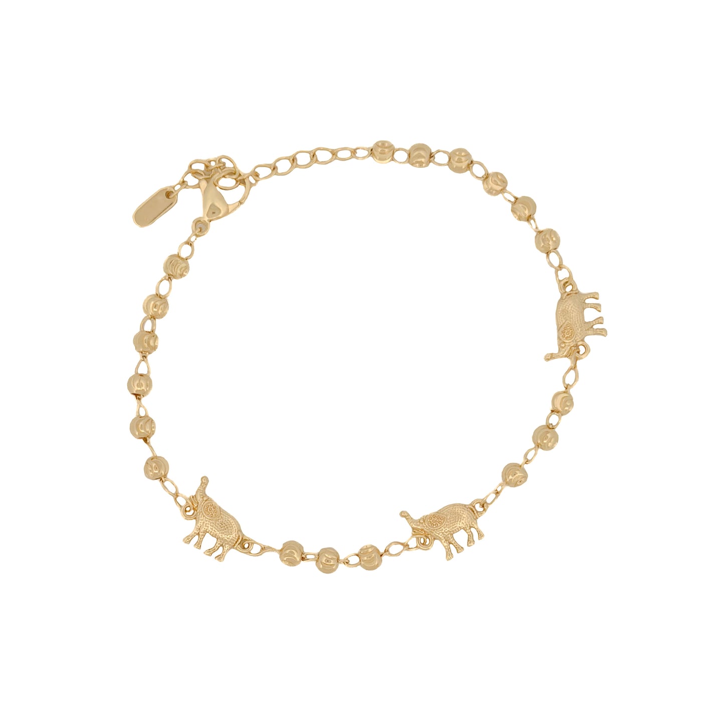PULSO ORO LAMINADO ESFERAS CON ELEFANTES