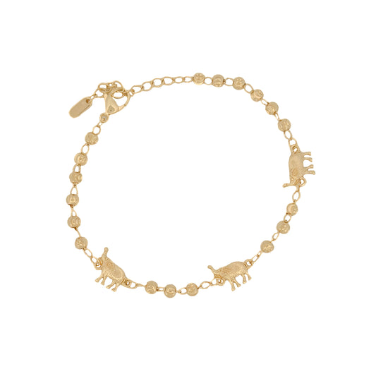PULSO ORO LAMINADO ESFERAS CON ELEFANTES