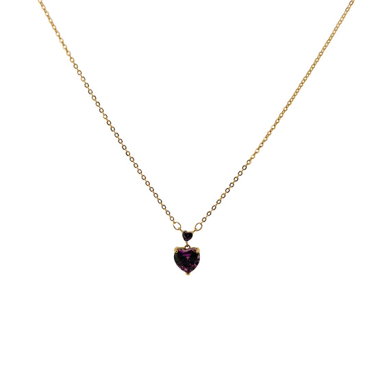 GARGANTILLA ORO LAMINADO DOBLE CORAZÓN MORADO