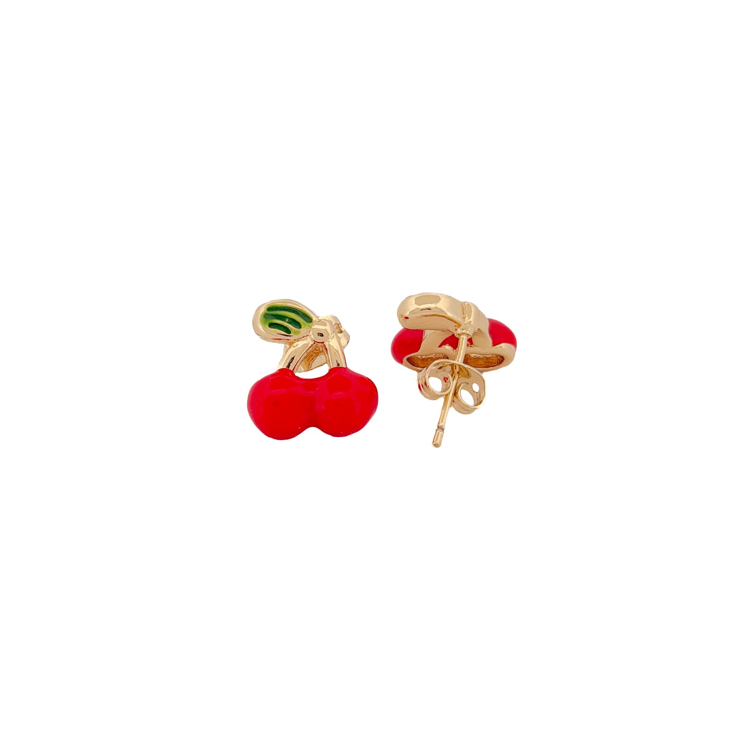 ARETE ORO LAMINADO CEREZA ROJA