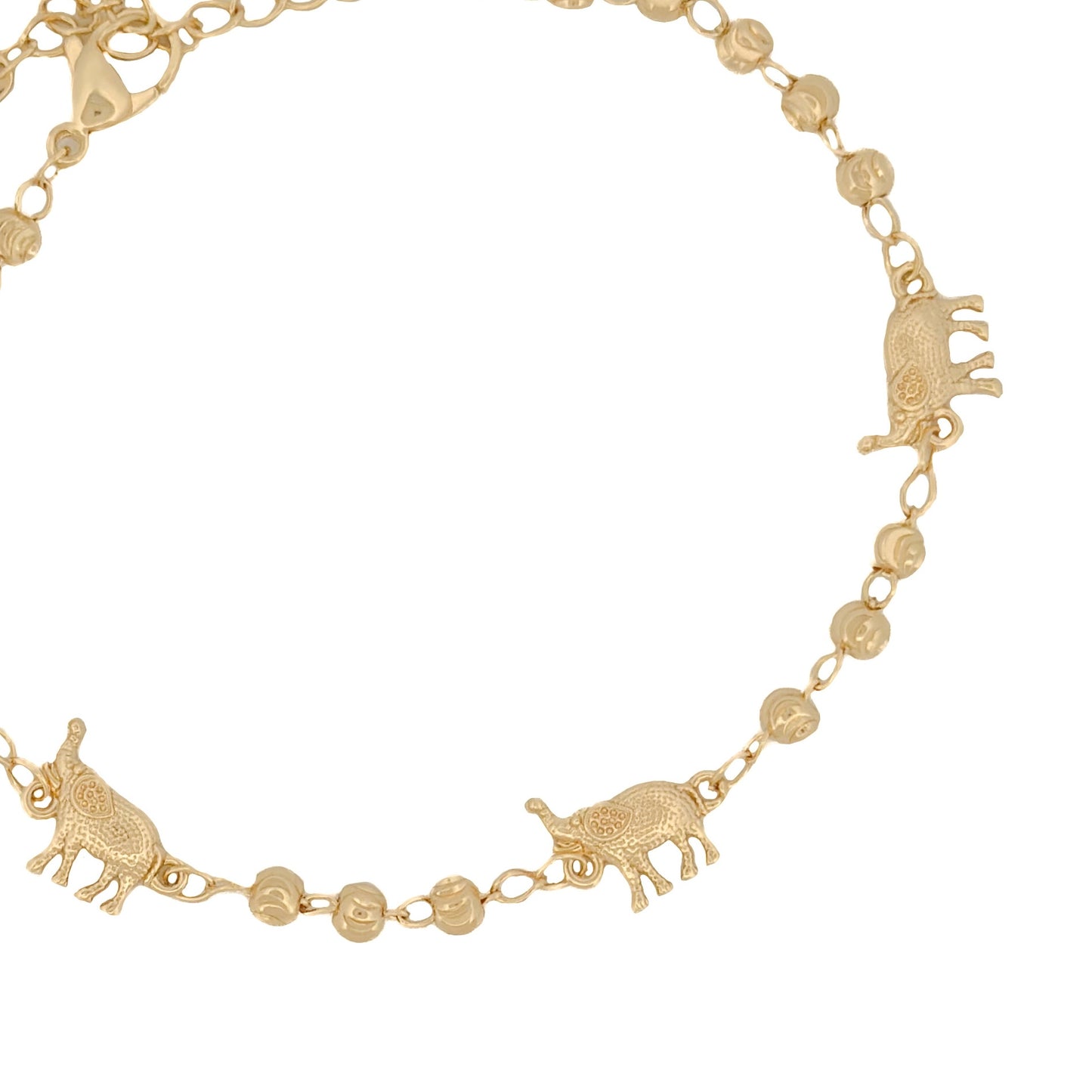 PULSO ORO LAMINADO ESFERAS CON ELEFANTES
