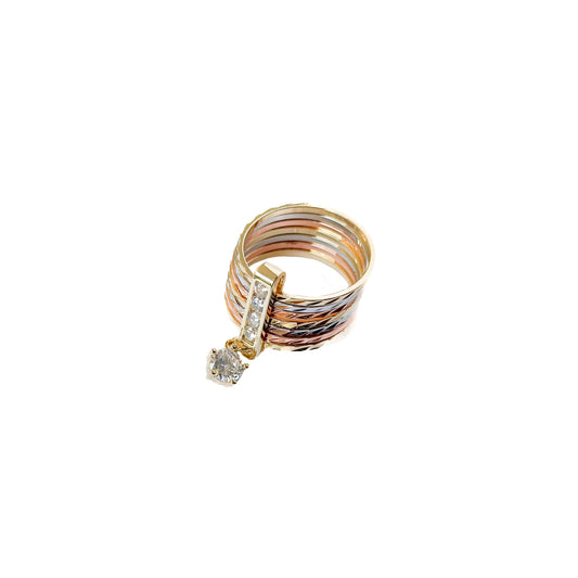 ANILLO ORO LAMINADO SEMANARIO PIEDRA CIRCULAR COLGANTE