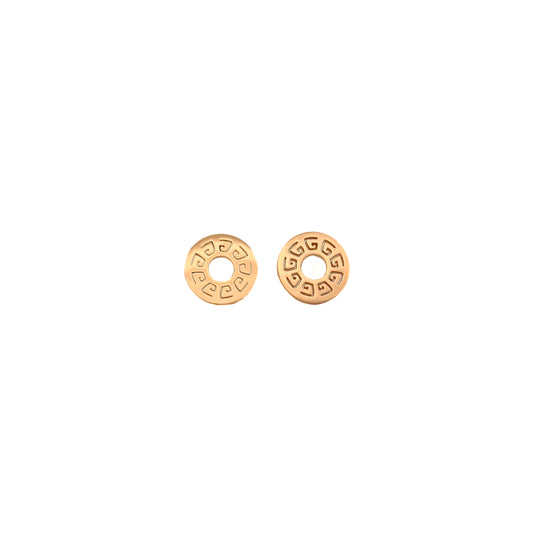 ARETE ORO LAMINADO CIRCULO CON GRECAS 18k