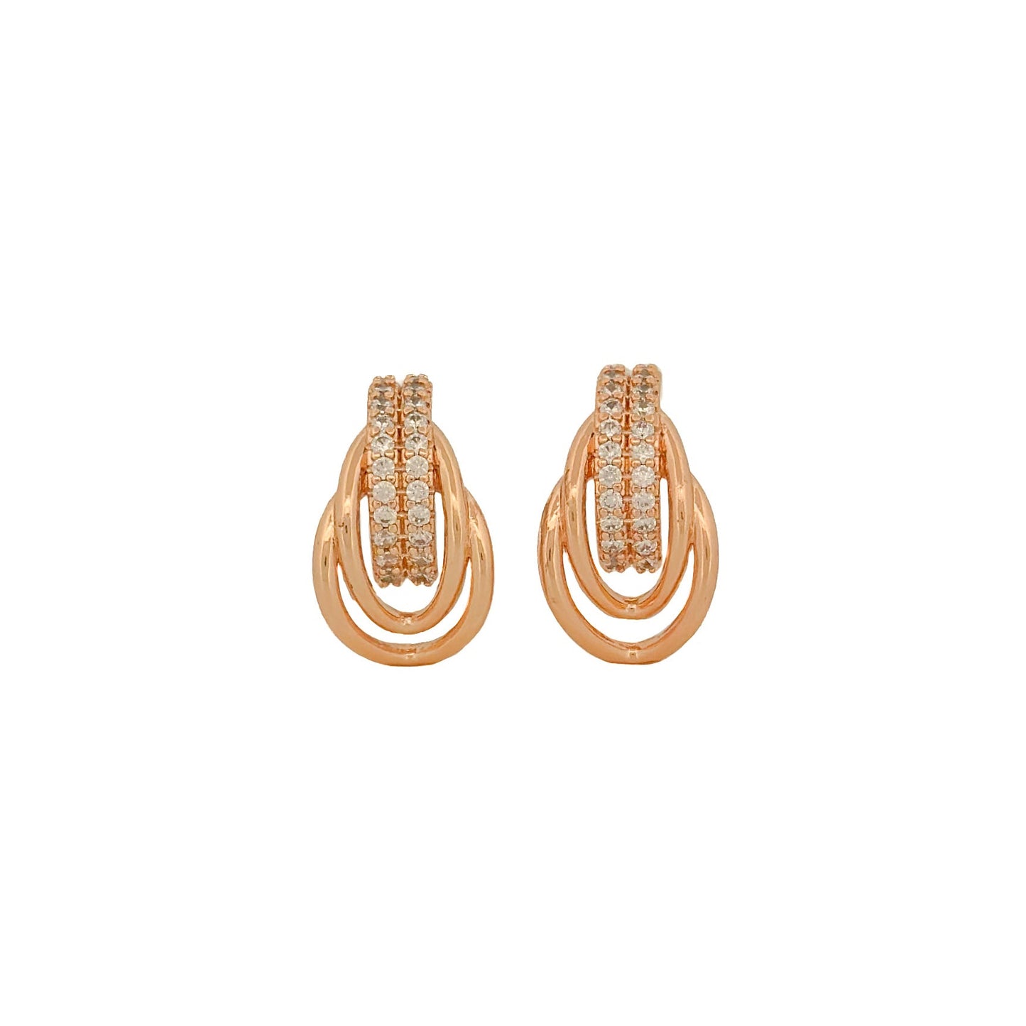 ARETE ORO LAMINADO CONTRONO HOJAS CON PIEDRAS 18k