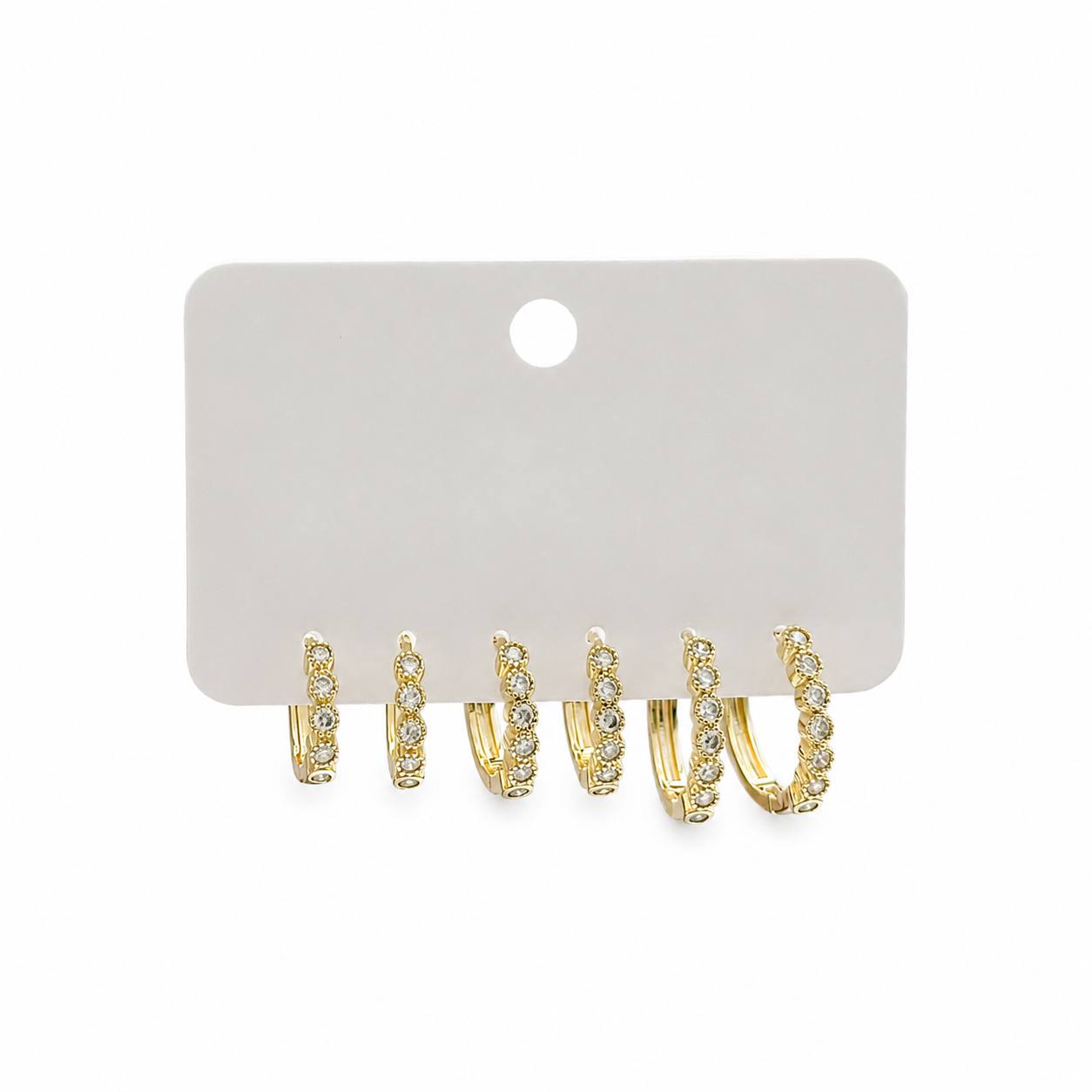 HUGGIES ORO LAMINADO 3 PARES PIEDRAS BISELADAS