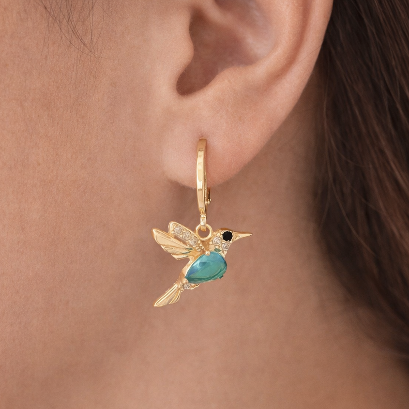 HUGGIE ORO LAMINADO COLIBRÍ CELESTE