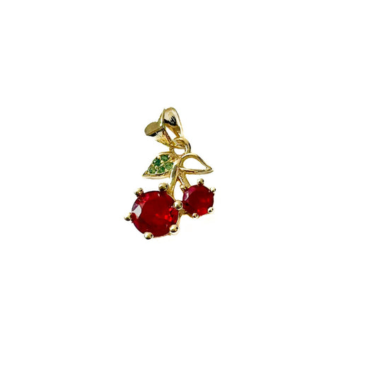 DIJE ORO LAMINADO CEREZA CON PIEDRA
