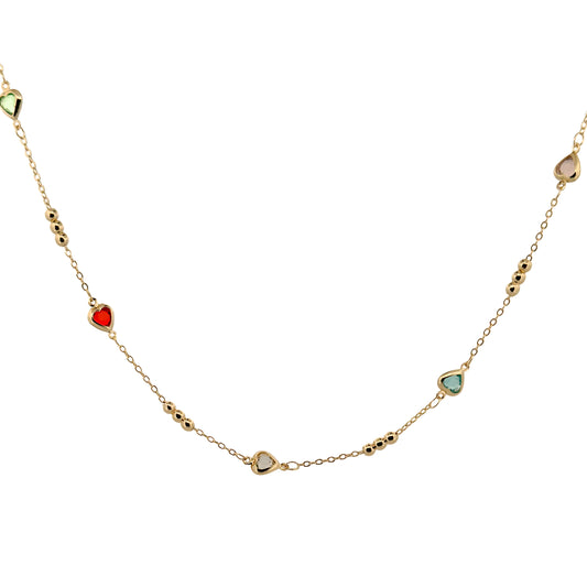 JUEGO ORO LAMINADO CORAZONES DE COLORES