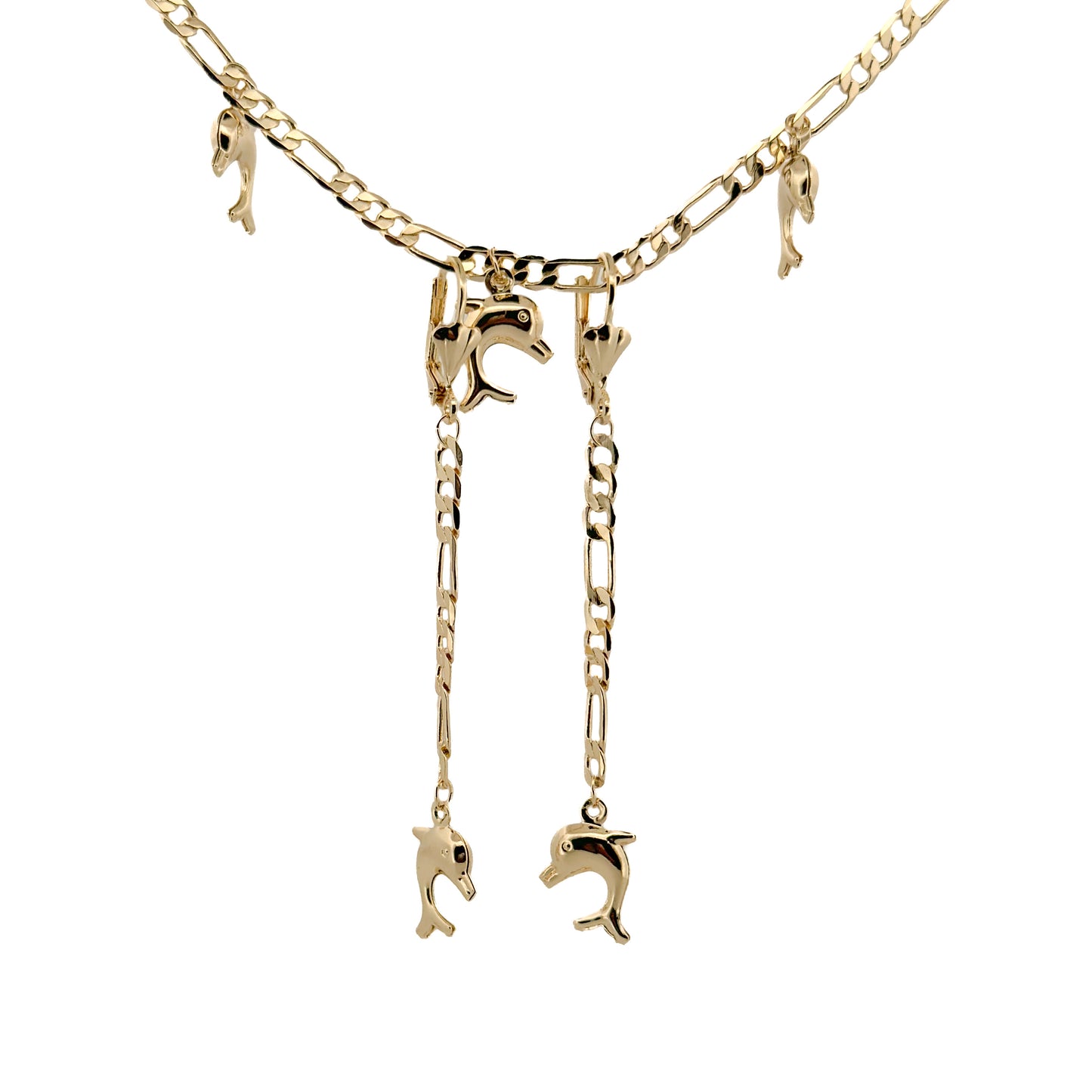 JUEGO ORO LAMINADO CARTIER 3 EN 1 DELFINES COLGANTES