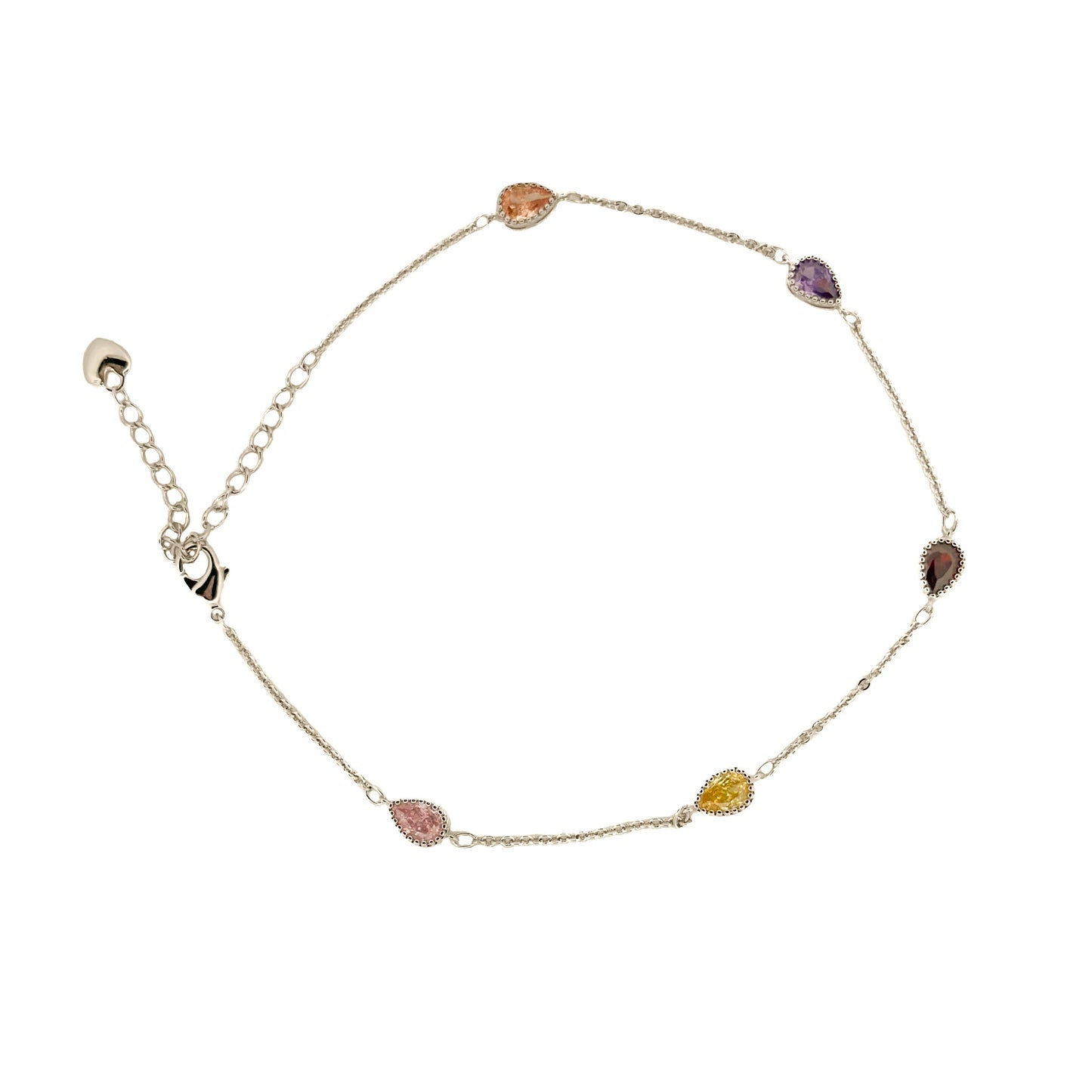 TOBILLERA ORO LAMINADO BLANCO GOTAS DE COLORES