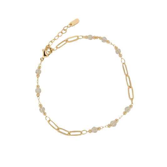 TOBILLERA ORO LAMINADO PIEDRAS BLANCAS CON RECTANGULOS