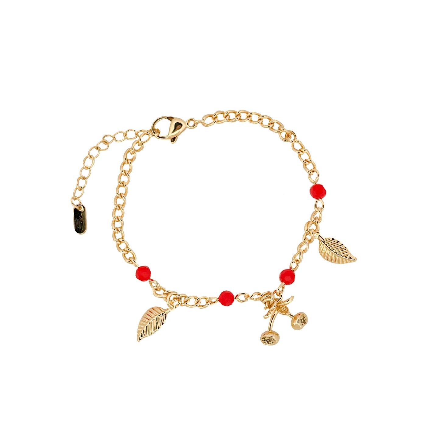 PULSO ORO LAMINADO CEREZA COLGANTE CON PIEDRAS