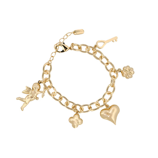 PULSO ORO LAMINADO CHARMS INFLADOS COLGANTES