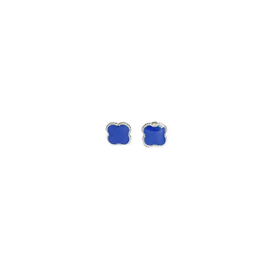 BROQUEL PLATA .925 TREBOL AZUL