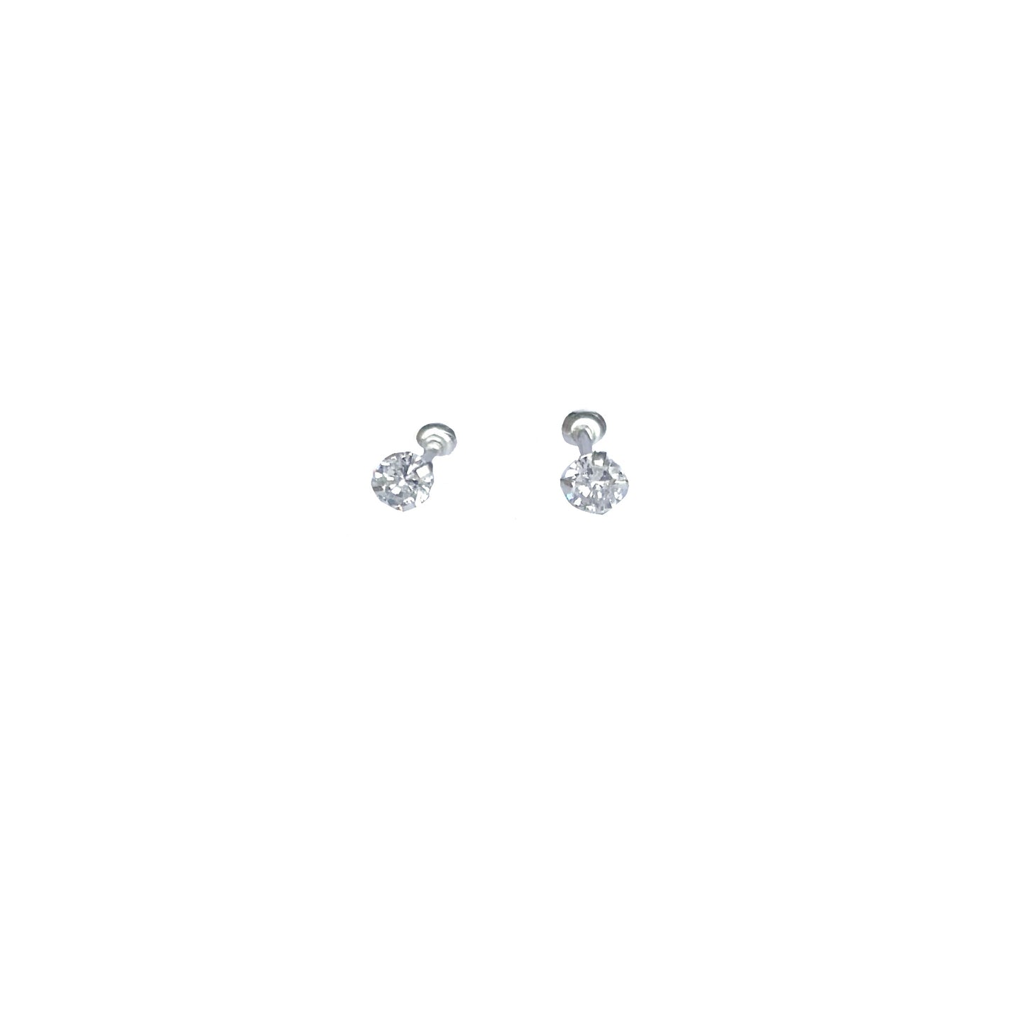 BROQUEL PLATA .925 PIEDRA BLANCA 3MM