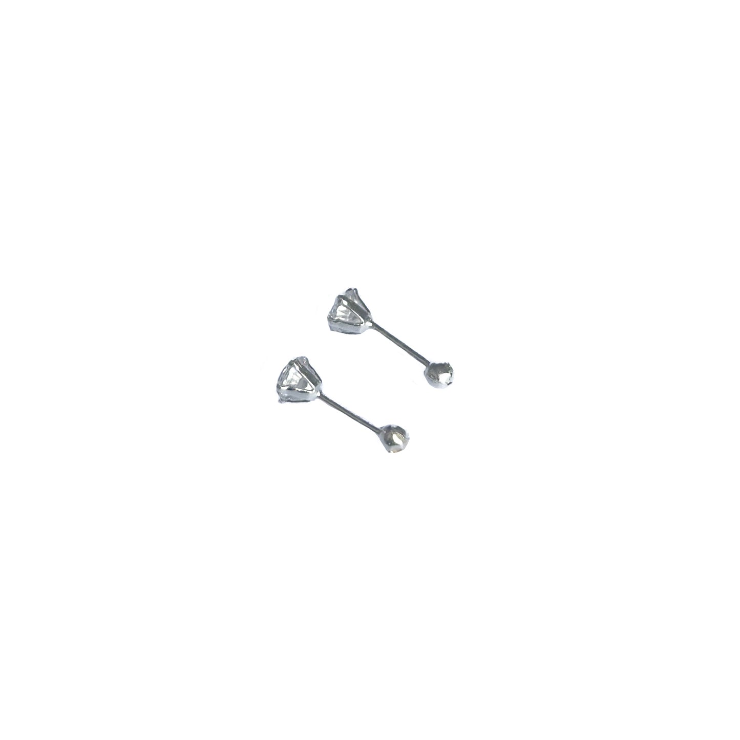 BROQUEL PLATA .925 PIEDRA BLANCA 4MM
