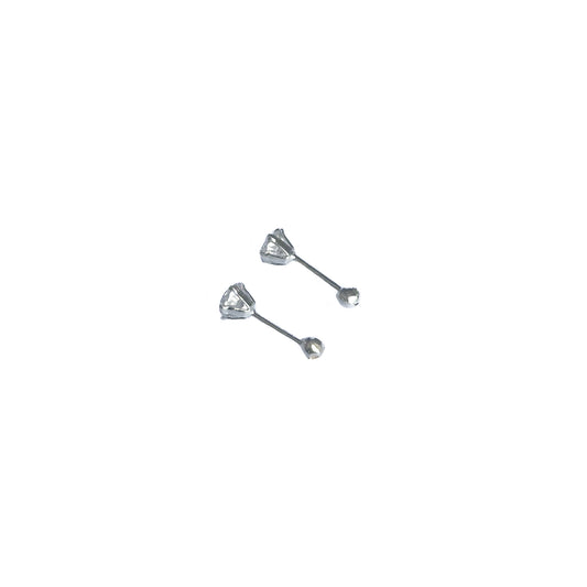 BROQUEL PLATA .925 PIEDRA BLANCA 4MM