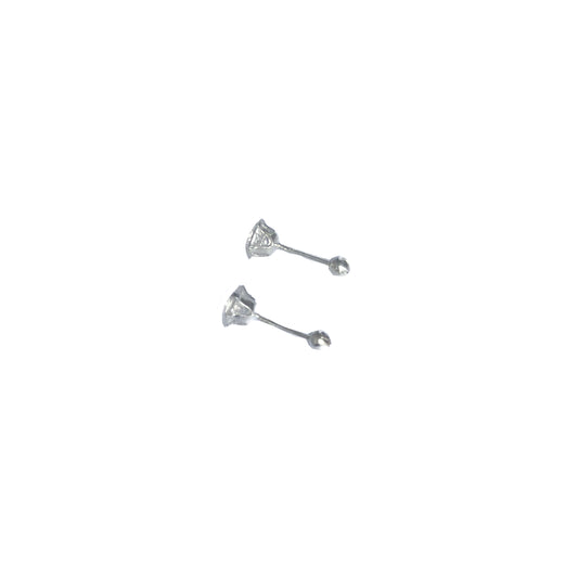 BROQUEL PLATA .925 PIEDRA BLANCA 5MM