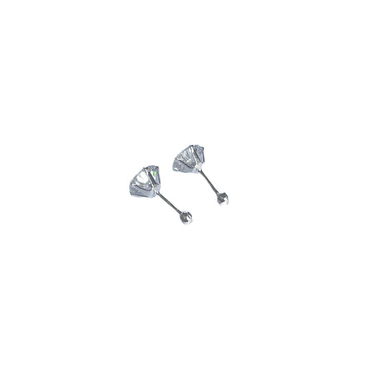 BROQUEL PLATA .925 PIEDRA BLANCA 7MM