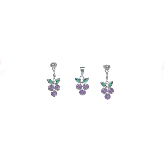 JUEGO PLATA .925 UVAS MORADAS