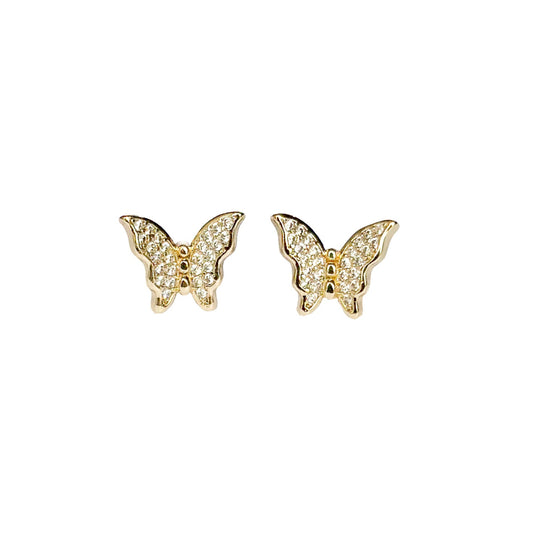 ARETE ORO LAMINADO MARIPOSA CON PIEDRAS